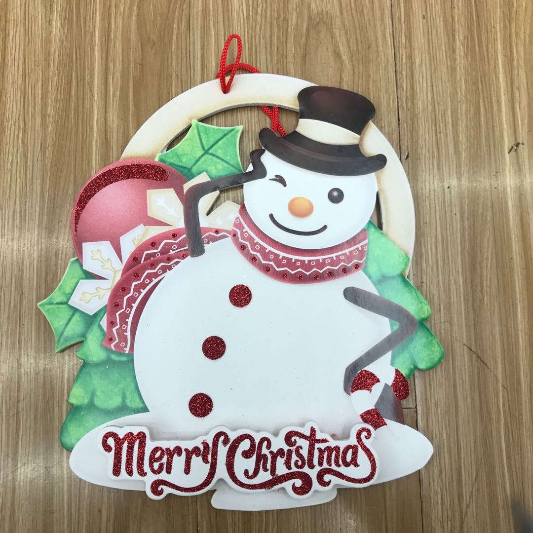 厂家直销批发窗户款圣诞老人KT板亮粉吊件120pc