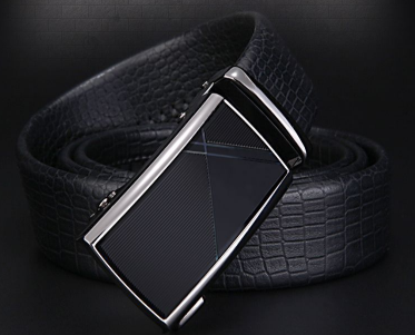 New pure cowhide men's automatic buckle belt, men's genuine leather business belt details Picture