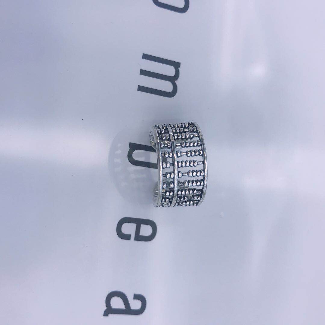 潮流爆款银戒指饰品泰银复古算盘开口铜镀古银戒指