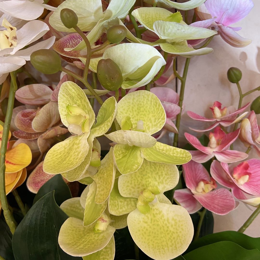 The 12-head Phalaenopsis flower arrangement, artificial flower plant bonsai, wedding decoration, INS style flower wall, high quality