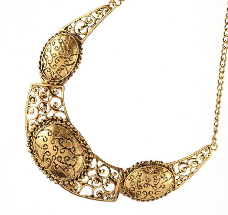 欧美时尚宫廷复古镂空雕花合金短款装饰项链细节图