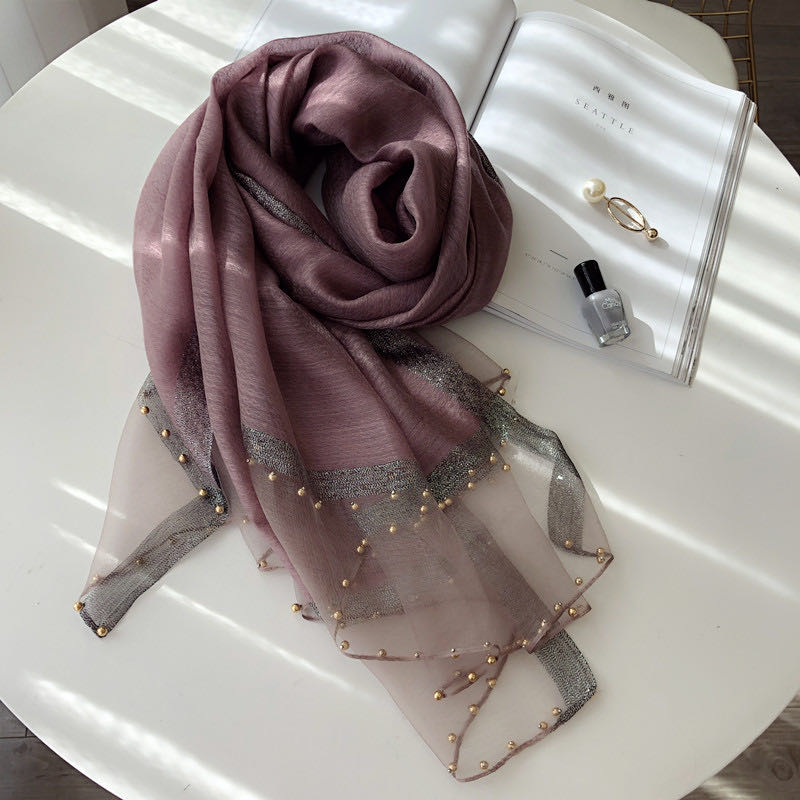 Fashion Casual Trend Everything Scarf Purple Shawl Silk Scarf Dual Use Specification drawing