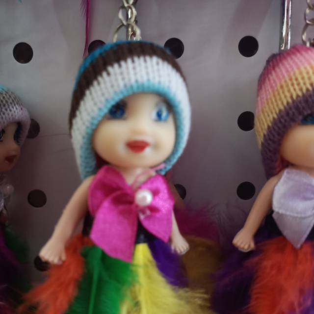 Feather Blur Doll Keychain Cute Princess Girl Bag Hanging Children's Schoolbag Doll details Picture