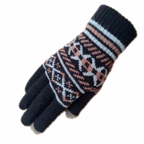 男女手套秋冬季保暖成人服饰毛线针织手套五指提花魔术手套