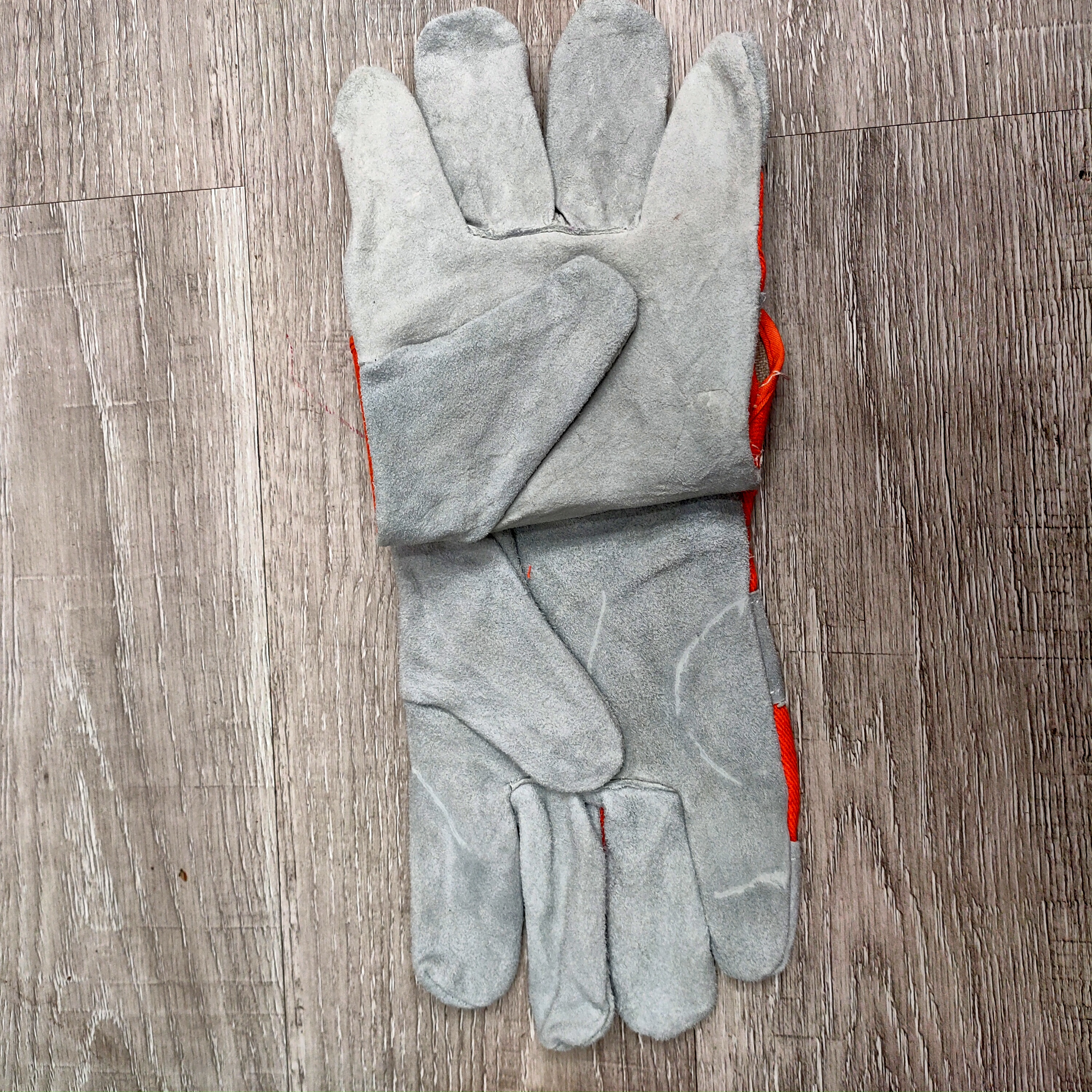 加厚耐磨帆布手套高品质双层焊工防护手套白色手套细节图