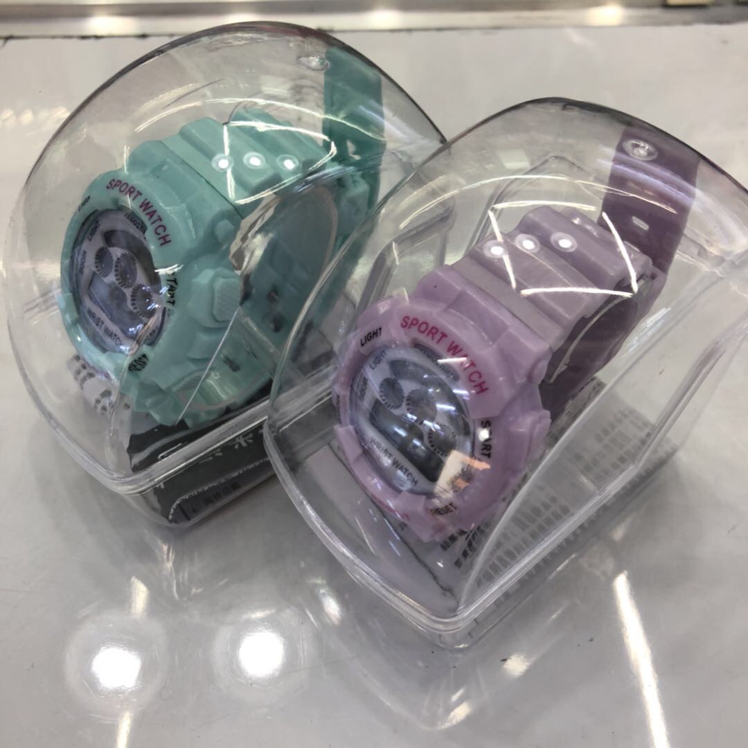 Student watches in pink blue and purple, trendy Korean style, simple and waterproof, college style, digital electronic watches for junior high school students, couple details Picture