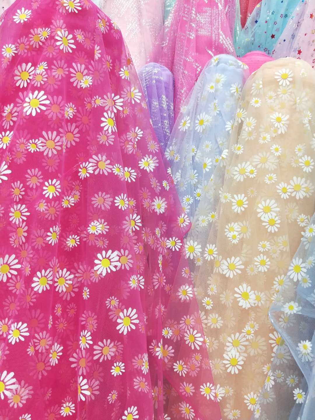 小菊花印花网布服装布装饰布多色可选价格面议