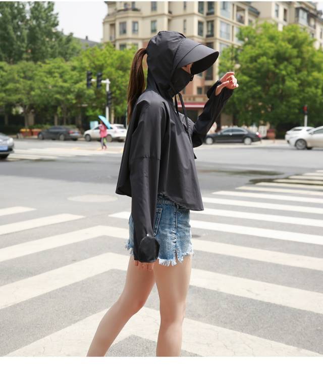 Women's short summer 2020 new Korean-style loose sun-protective clothing, outdoor skin wear, long sleeves details Picture
