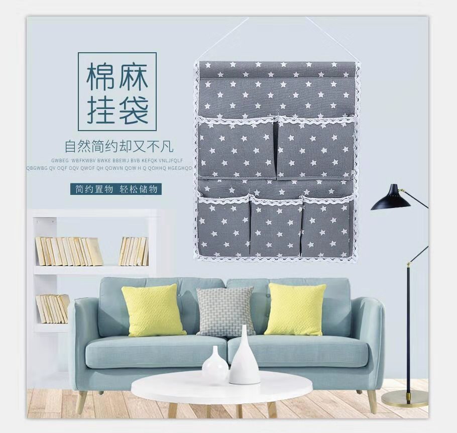 Cotton And Linen 5 Bags Home Cotton And Linen Storage Bag Hanging Bag Cloth Behind The Door Sundry Storage Bag Student Dormitory Storage Hanging Bag Can Be Customized