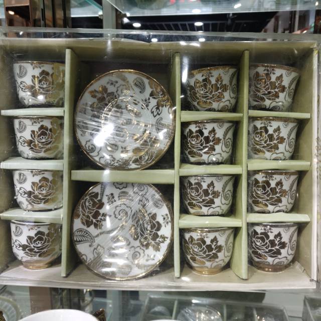 水杯碟镀金咖啡杯碟12杯12碟图案