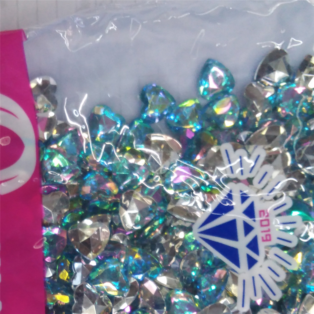 Blue acrylic special-shaped non-hole water drop chamfered surface diamond diy clothing and wedding accessories water drop diamond ornaments are available in stock Specification image