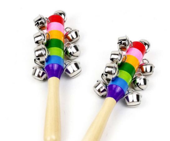 Wooden toy child's bell hand rattles baby's bell rocker