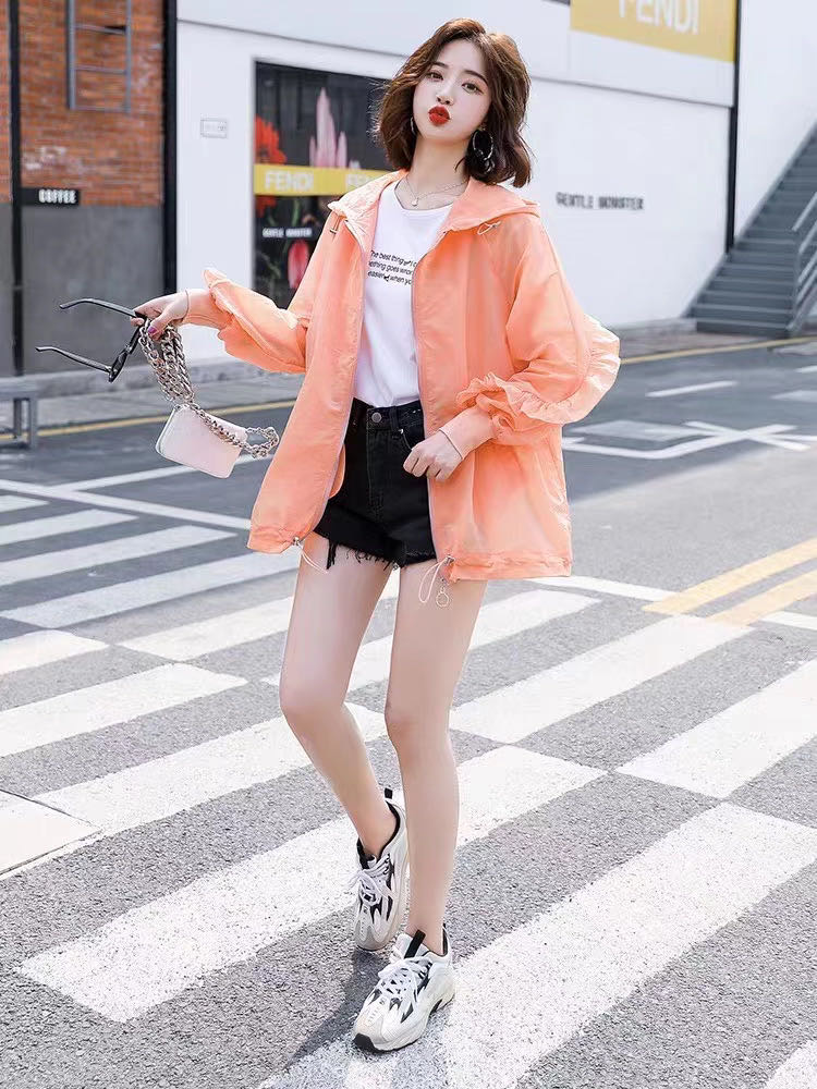 防晒衣女2020夏新款韩版宽松短外套长袖防晒衫薄透气骑车防晒服潮