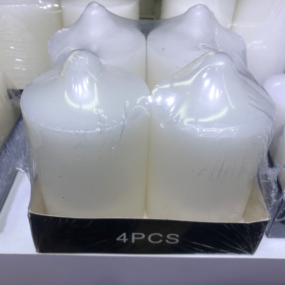 四件套无香型阔形蜡烛套装自然色浪漫烛光白色装饰