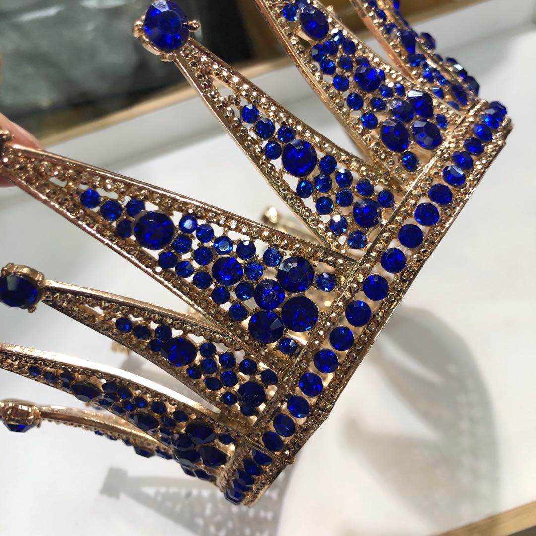 South Korea rhinestone bride crown front view