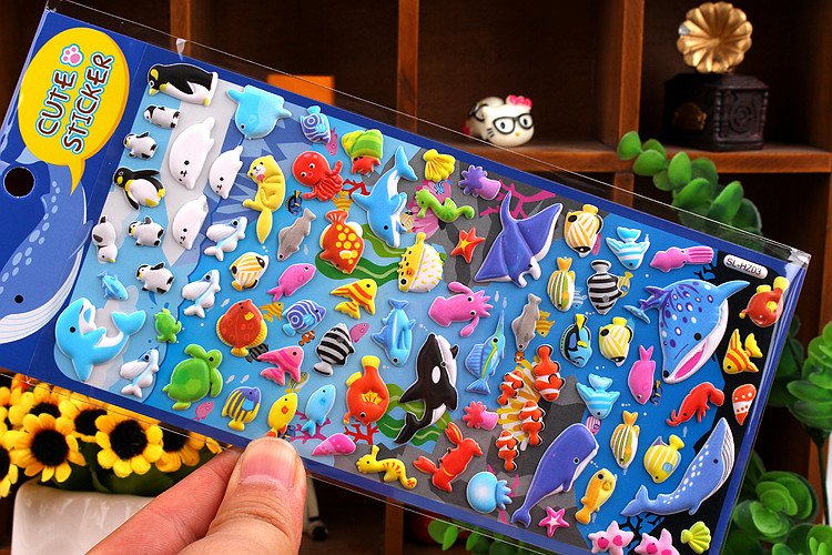 儿童玩具3D立体卡通动物泡泡棉贴画宝宝幼儿园早教益智奖励小贴纸细节图