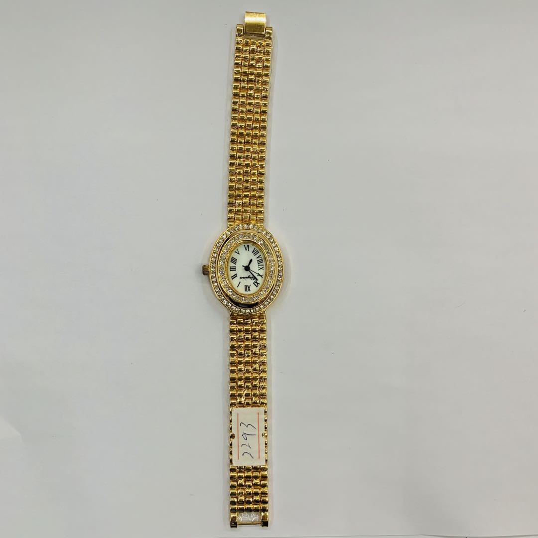 时尚优雅环扣镶钻金属表带女士手表