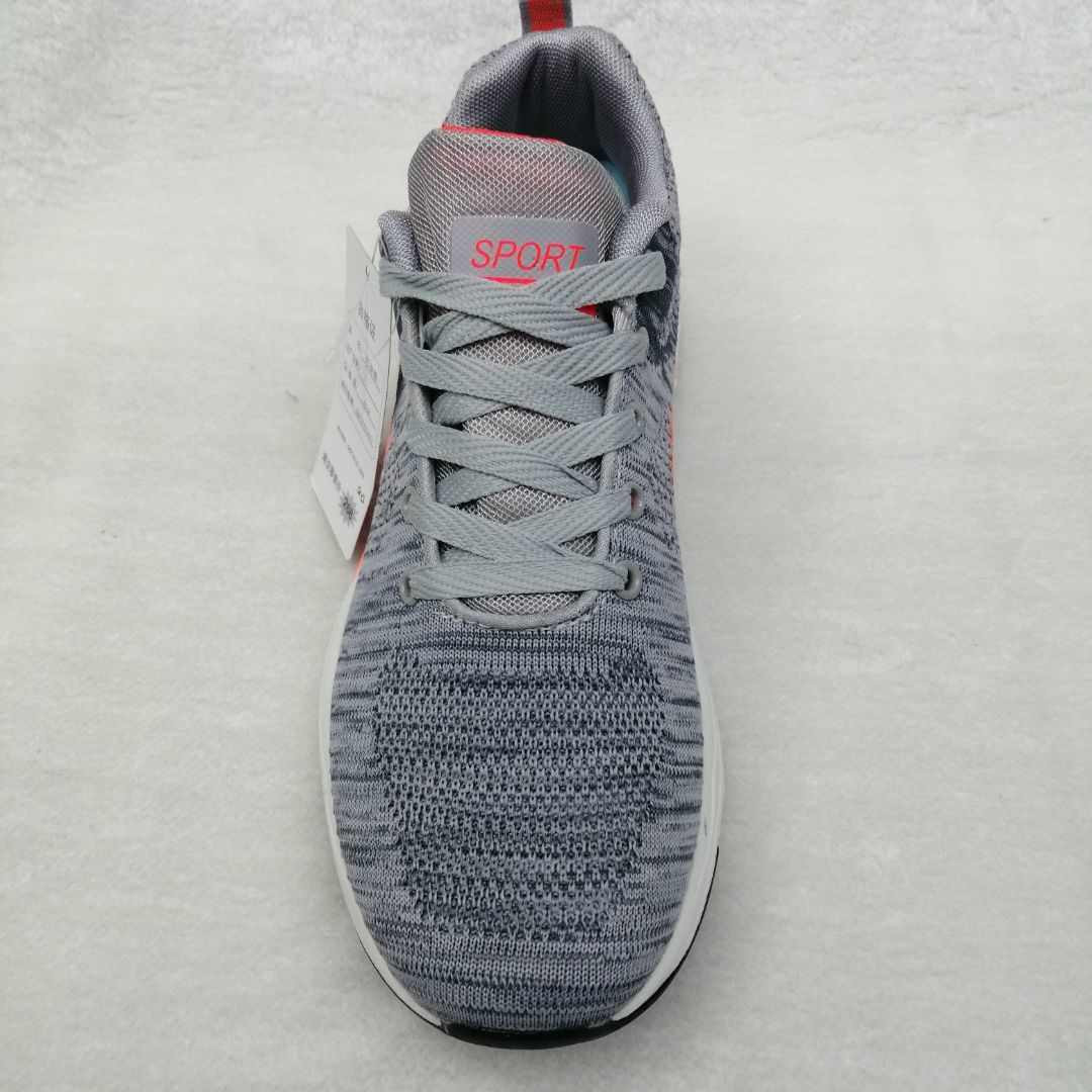 The new Spring and Autumn running shoes with a gray and black striped color-blocking style are men's breathable and woven casual shoes Specification image