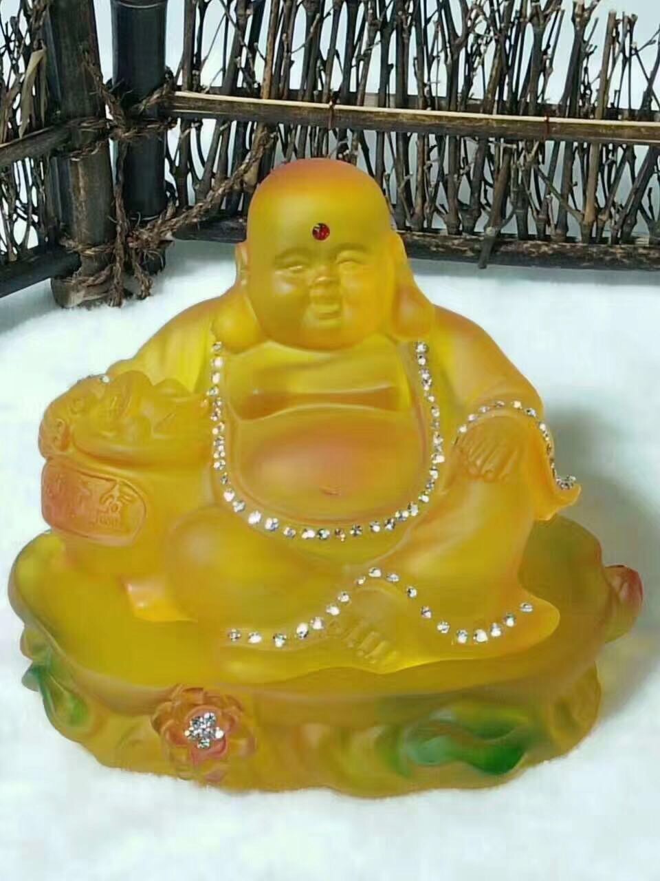 新款汽车香水座 高档 车内装饰品 创意荷叶佛大号弥勒佛车载香水