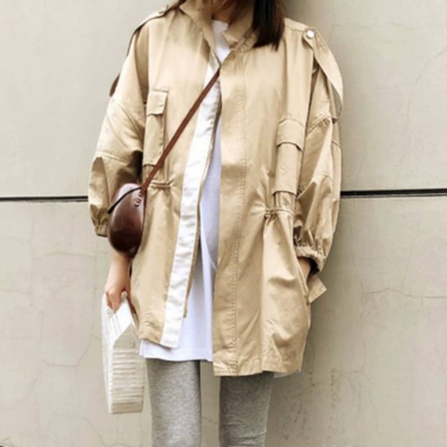 Trench coat women 2020 new medium long Korean version loose spring coat small Hong Kong taste retro foreign style coat tide
