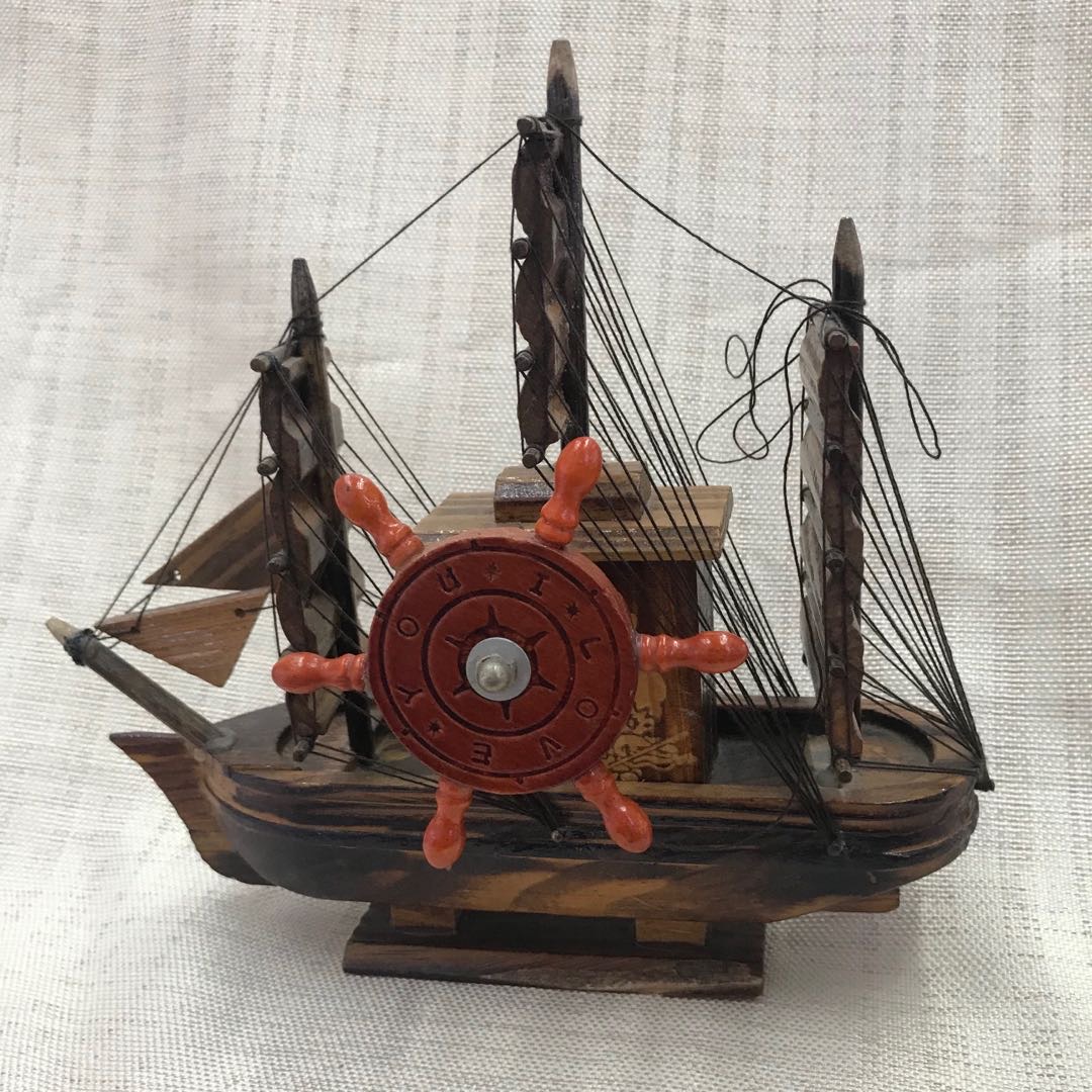 Pirate Ship Solid Wood Sailboat Mediterranean Style Decorations Creative Crafts Boat Model Wooden Boat Specification drawing