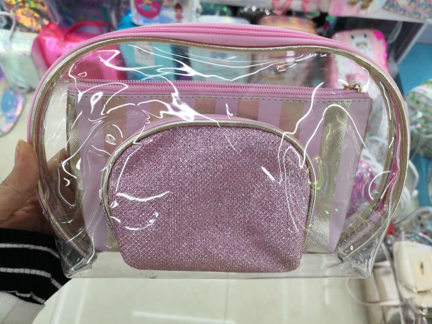 Makeup Bag Pvc Three-Piece Makeup Storage Bag Fashion Women's Toiletries Storage Bag Set Specification drawing