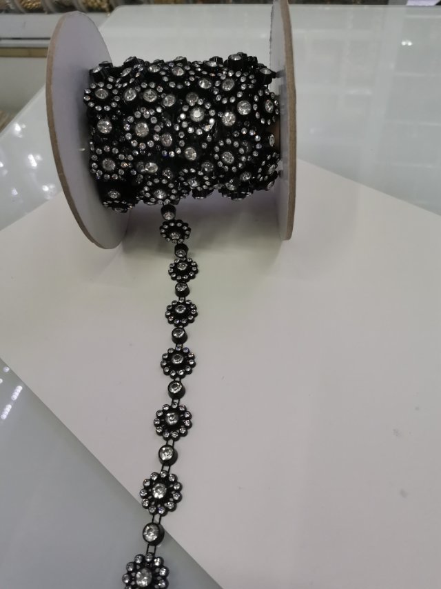 欧美风格复古黑色圆形线钻耳坠服装辅料现货批发