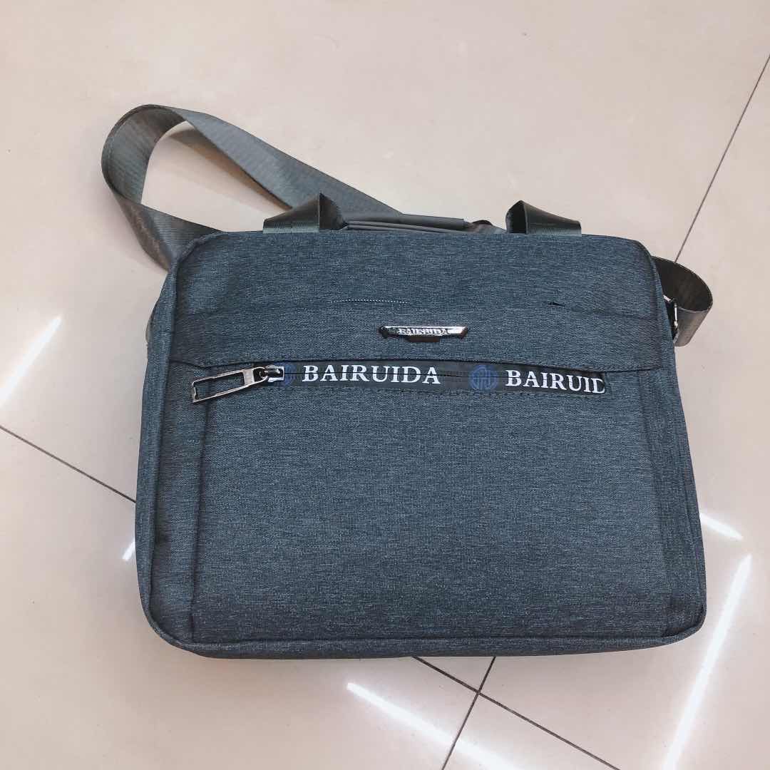 Grey business simple single-shoulder bag, men's simple handbag, office briefcase, canvas computer bag, business bag, Oxford cloth conference bag