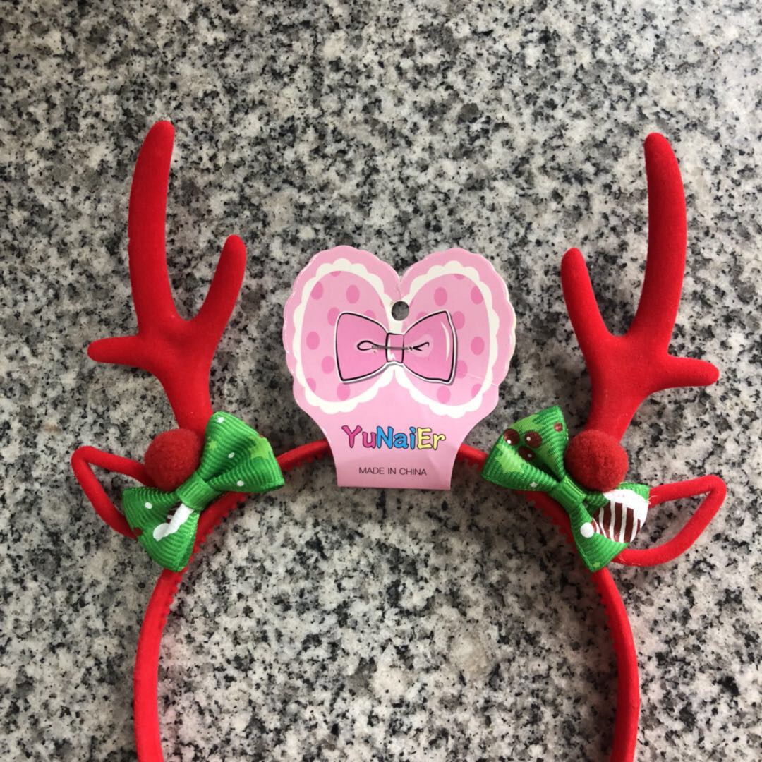 Christmas Bow Long Antler Headband Specification drawing