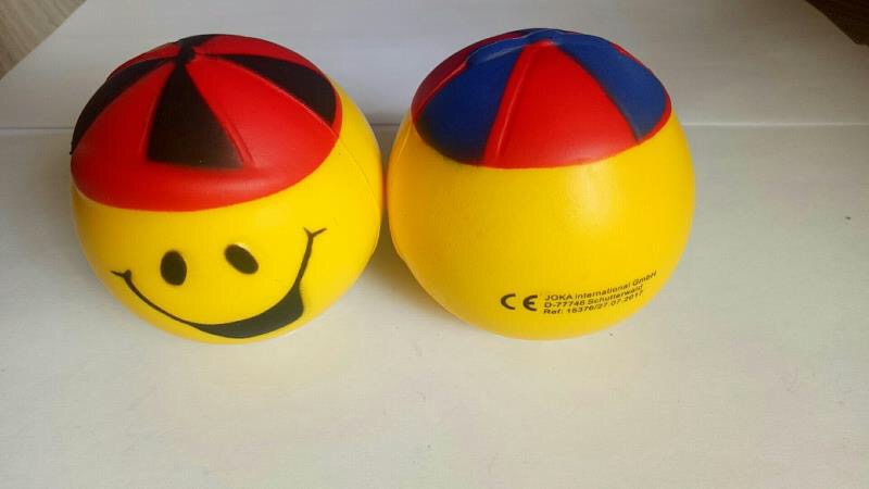 Pu Foam Pressure Relief Ball Cartoon Smiley Face Shape Pressure Relief Shot Toy Ball details Picture