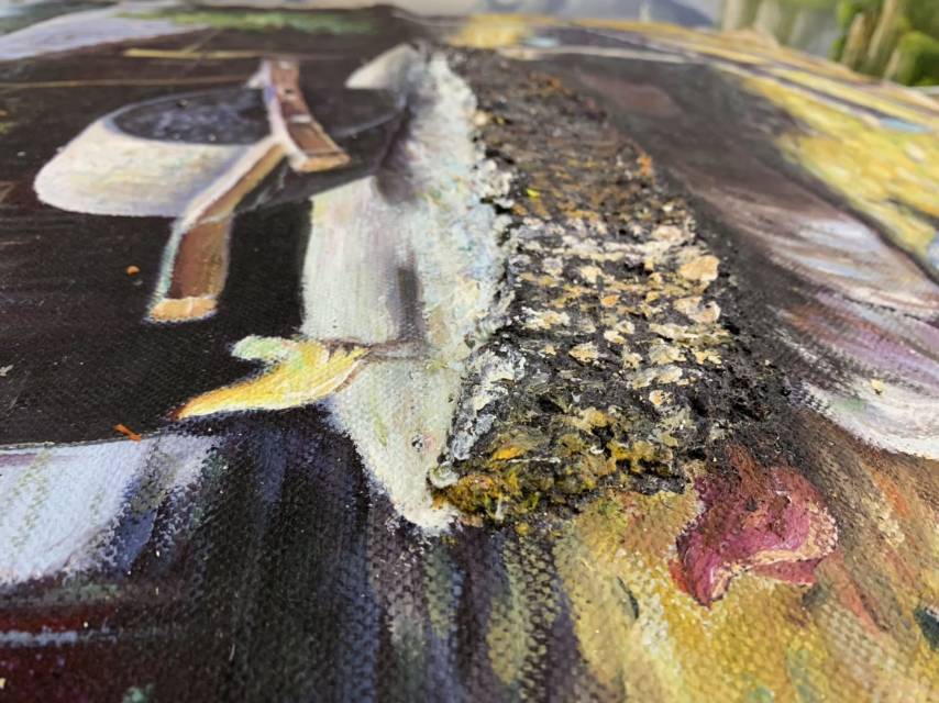 90X120 three-dimensional hand-painted stone grinding oil painting Specification image