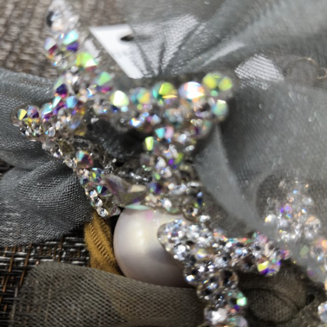 The new Korean version of the mesh bow, shiny Oden water diamond bear hair tie, hair band, hair tie, leather cover, leather band and hair flower Specification image