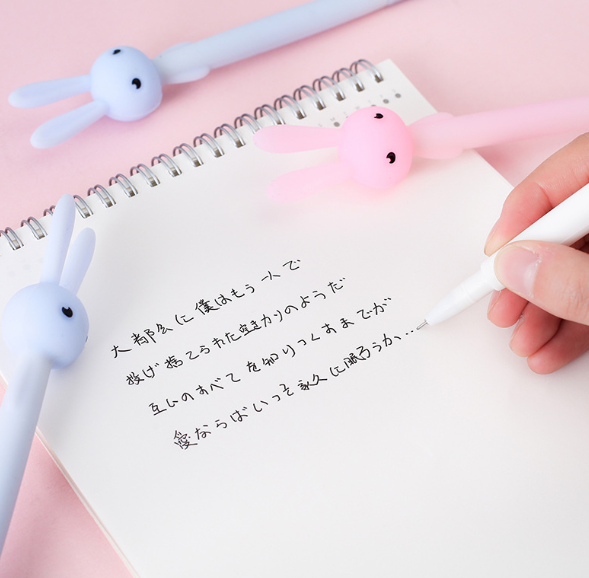 热销学生文具创意中性笔中帆2019可爱大头兔硅胶卡通笔礼品批发产品图