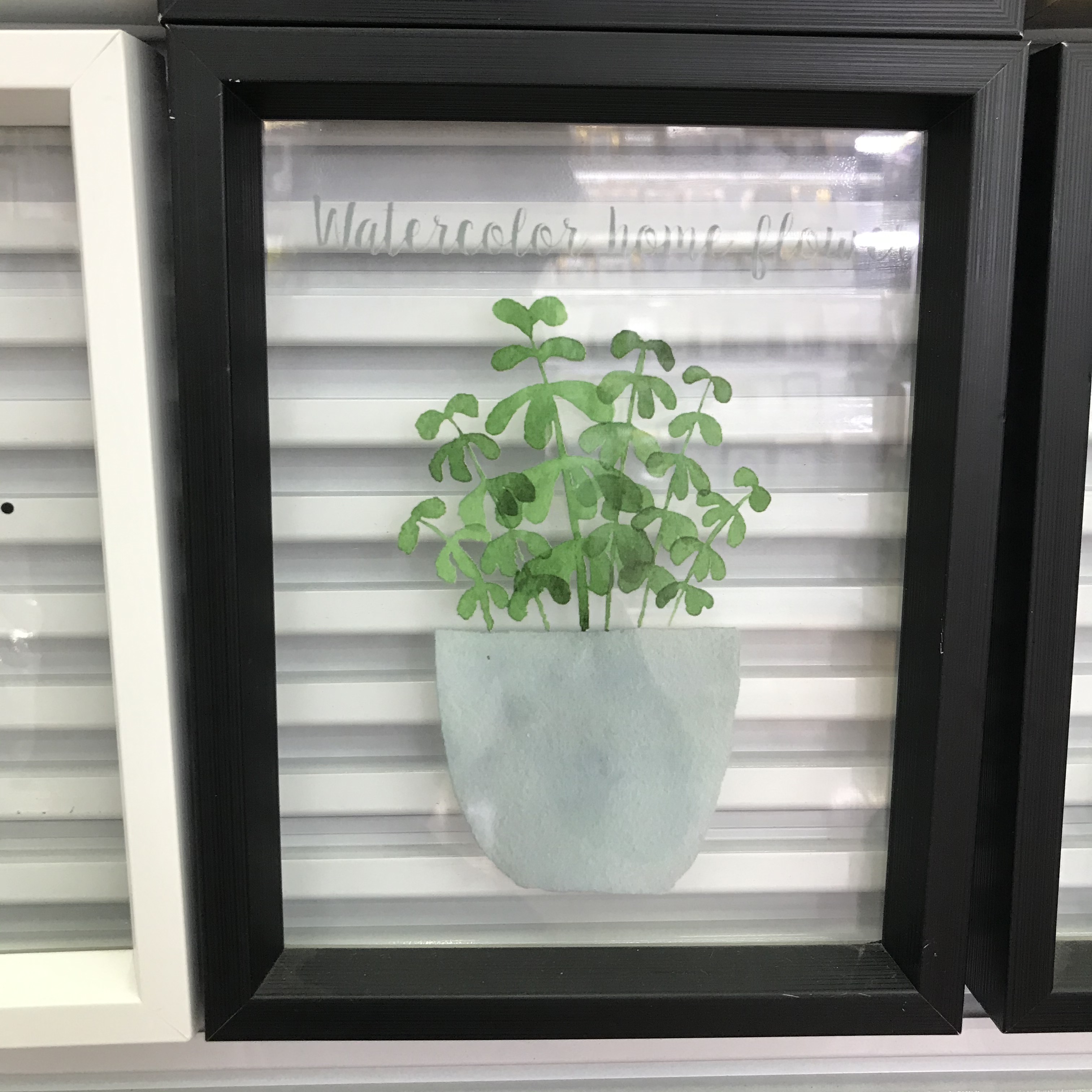 北欧风格植物透明玻璃挂画墙饰摆件客厅装饰画木框绿植树叶装饰画