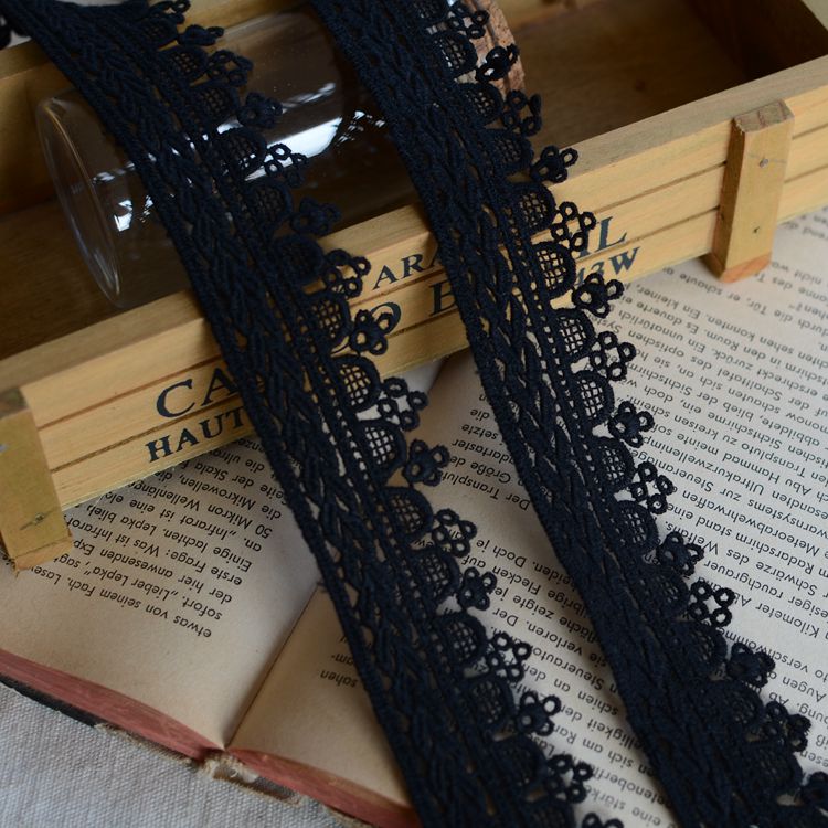 Manufacturers direct sales DIY clothing accessories high-quality black pure cotton water-soluble embroidery lace lace