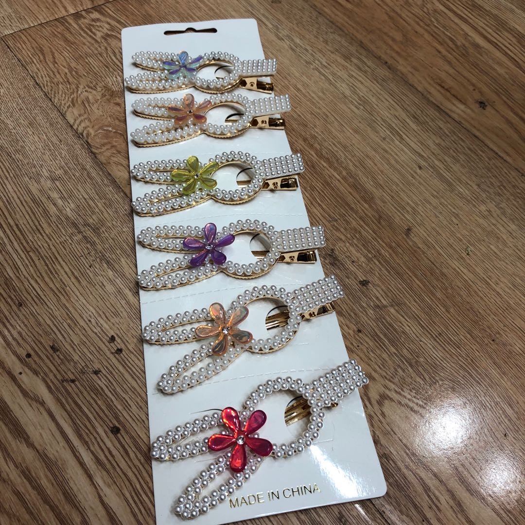 Pearl hair clip, sweet and girlish rabbit hair clip headwear, duckbill clip