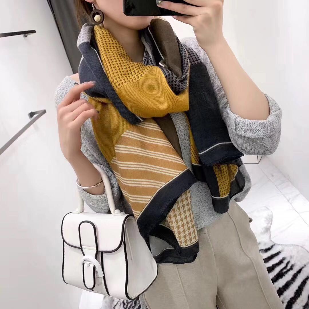 Casual Checkered Rayon Scarf - Styled on a Model
