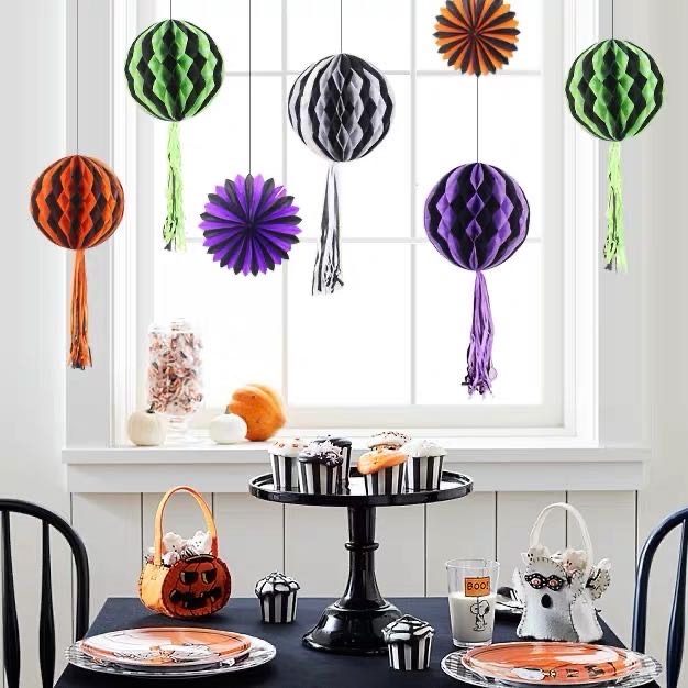 Halloween Halloween decorations store decoration honeycomb lantern paper flower ball wedding birthday party decorations pendant