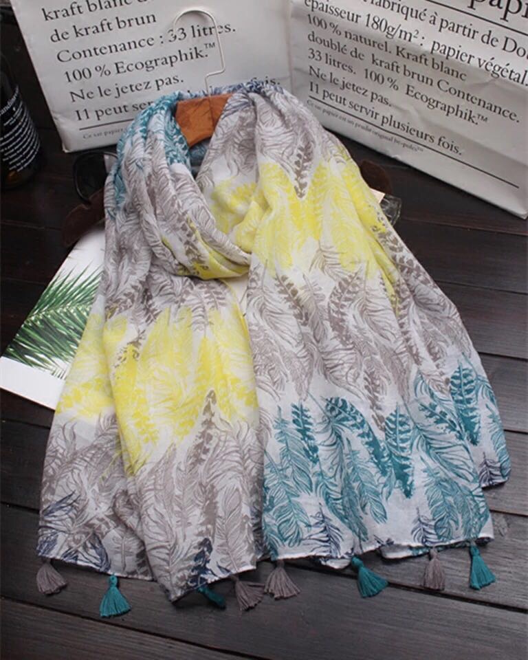 Korean Feather Pattern Long Scarf And Shawl For Dual Use Specification drawing