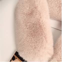 Women's Fashion Trend Warm Winter Leopard Print Bow Ribbon Faux Fur Scarf Specification drawing