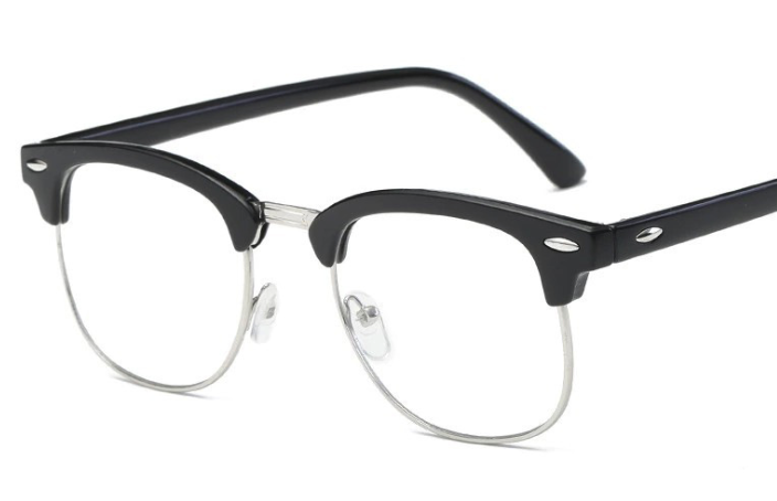 Flat light glasses frame, semi-frame, retro rice nail myopia glasses, anti-blue light and anti-ultraviolet glasses frame