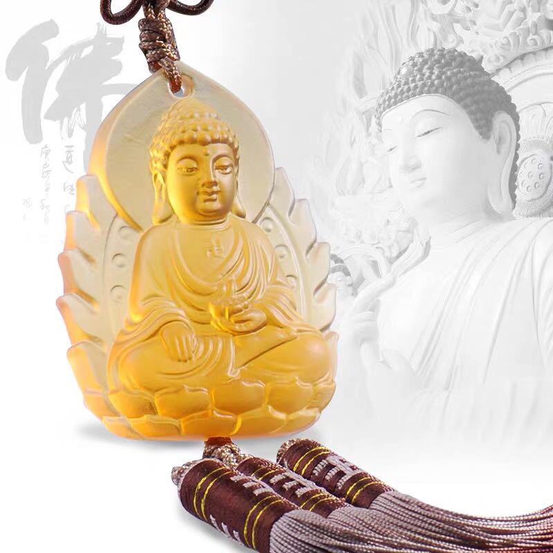 Car pendant car pendant male Maitreya female Peace symbol glass Buddha Amitabha Maitreya decorative ornaments thumbnail