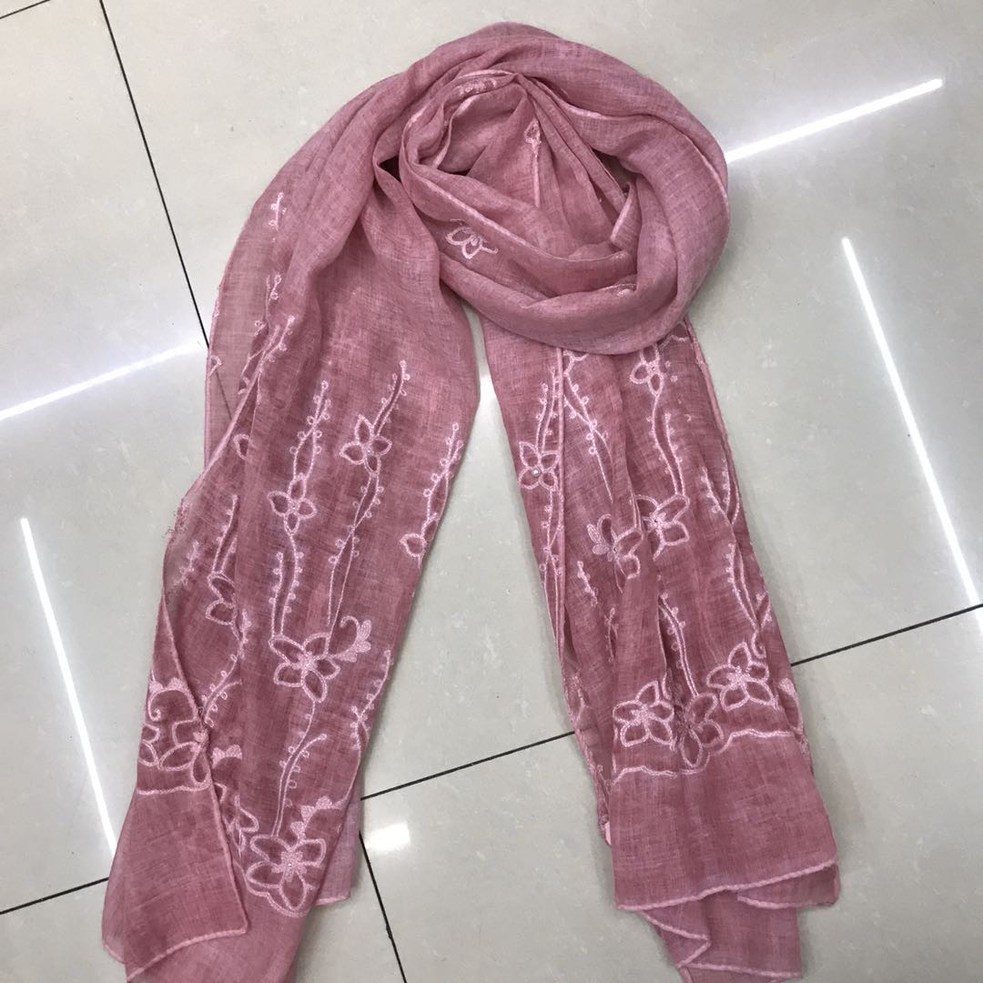 Imi Enig Spring And Autumn Arabic Printed Polyester Pink Scarf