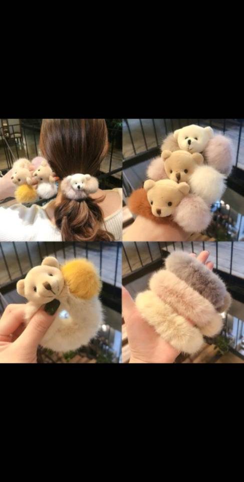 Instagram South Korea web celebrity simple hair tie bear plush hair ring thumbnail