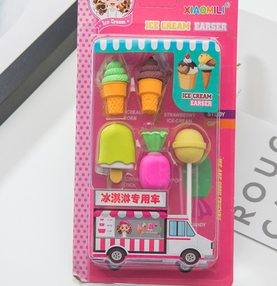 新款动物恐龙系列多彩立体造型橡皮擦3个装可爱学习文具