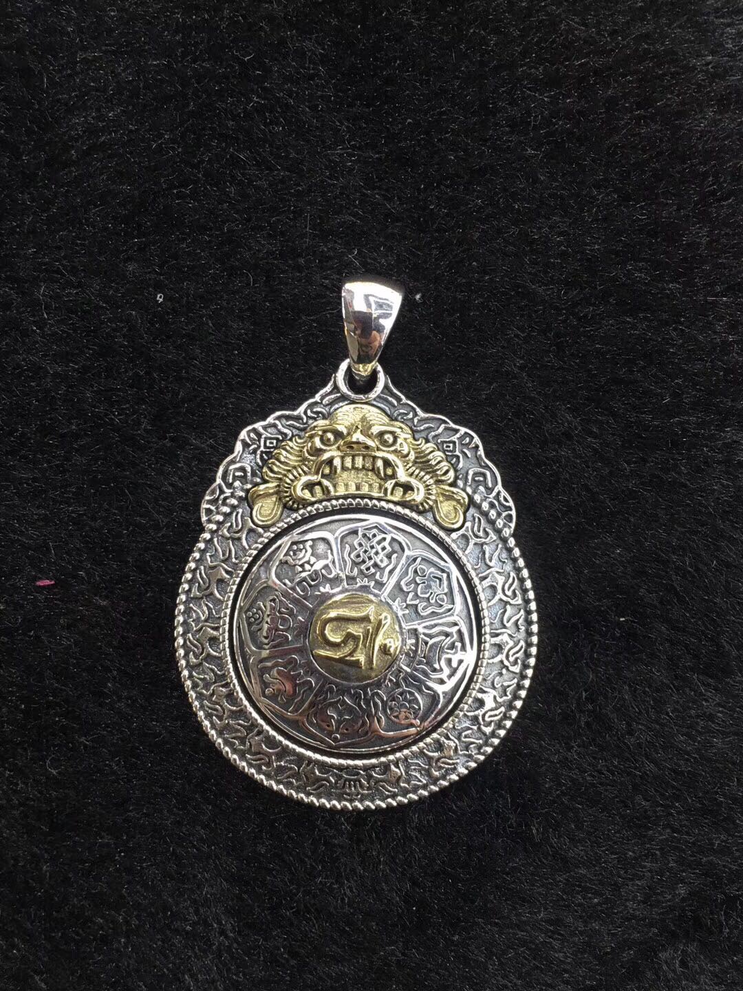 s925纯银个性复古八卦九宫图挂件泰银护身十二生肖转动吊坠男女款