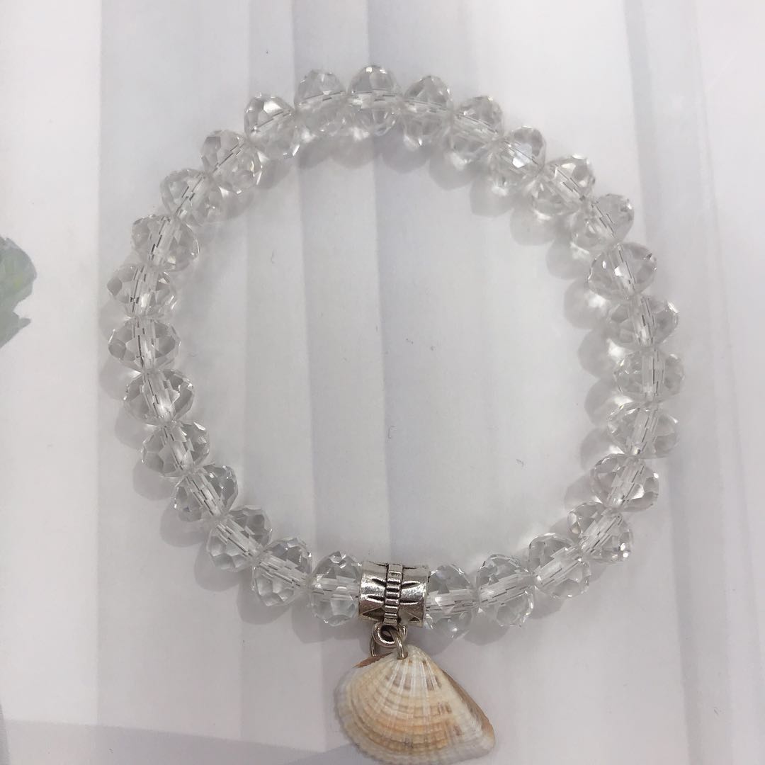 Trendy shell transparent crystal bracelet, versatile for both men and women, couple student jewelry, moon love accessory Specification image