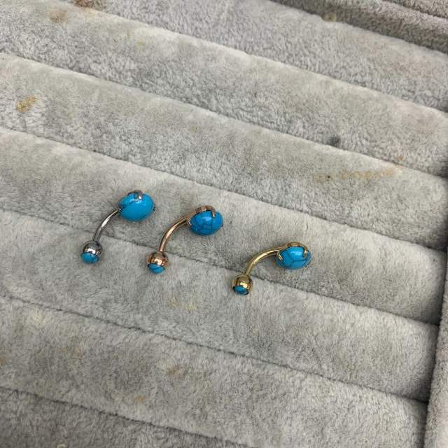 厂家直销蓝色松石不锈钢脐钉