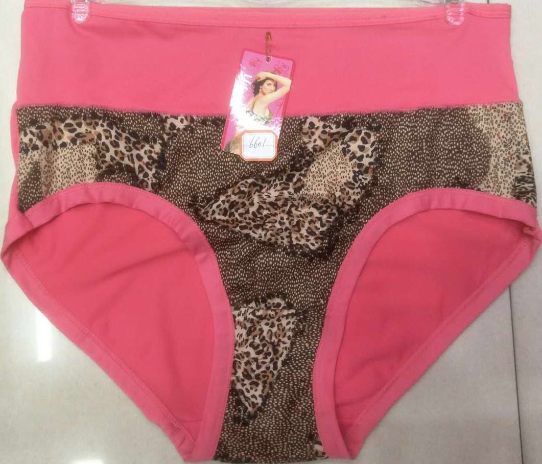 Leopard print fashion underwear high-waisted loose ladies briefs full figure