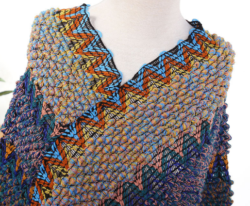 Ladies Ethnic Style With Warm Fringe Oblique Stripe Knitted Shawl details Picture